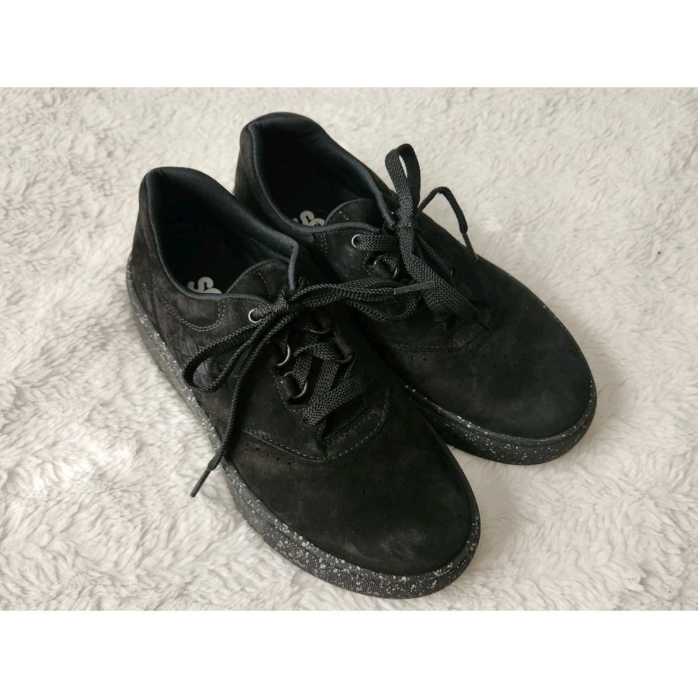 SAS Women's Black Suede Woven Lace Up Platform Comfort Sneakers Size 6 WW...
